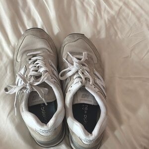 New Balance Light Gray and White Sneakers